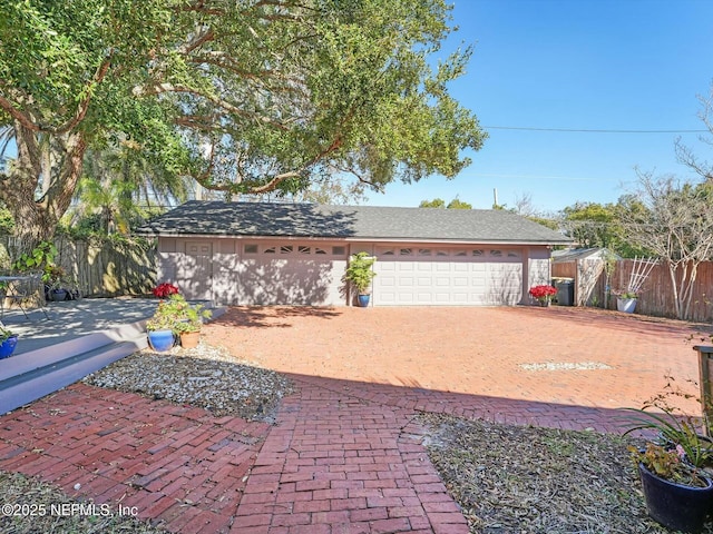 exterior space with a garage