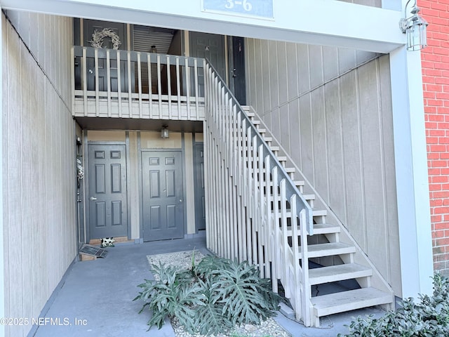 doorway to property with a balcony