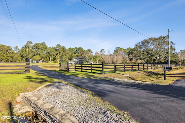 view of road featuring a rural view