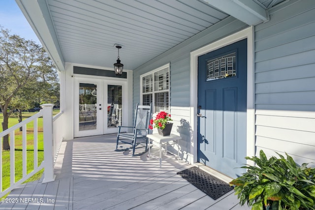 deck with covered porch