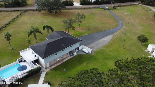 aerial view with a rural view