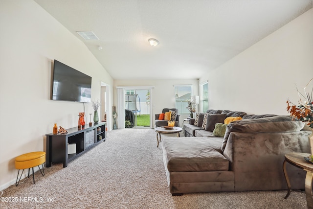 living room featuring carpet