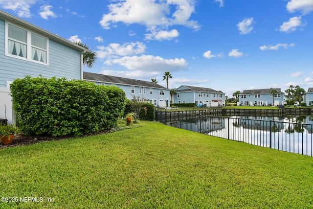 view of yard featuring a water view