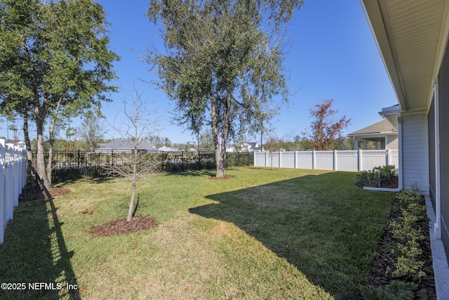 view of yard featuring a fenced backyard