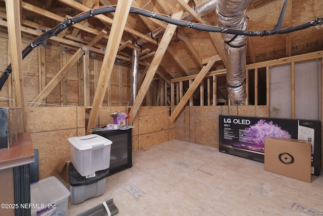 view of unfinished attic