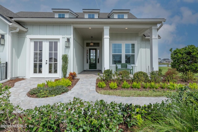 entrance to property featuring french doors