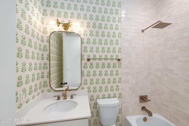 full bathroom with vanity, shower / bathing tub combination, and toilet