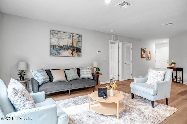 living room featuring light hardwood / wood-style floors