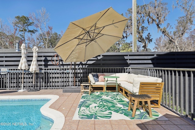 exterior space with an outdoor living space and a deck