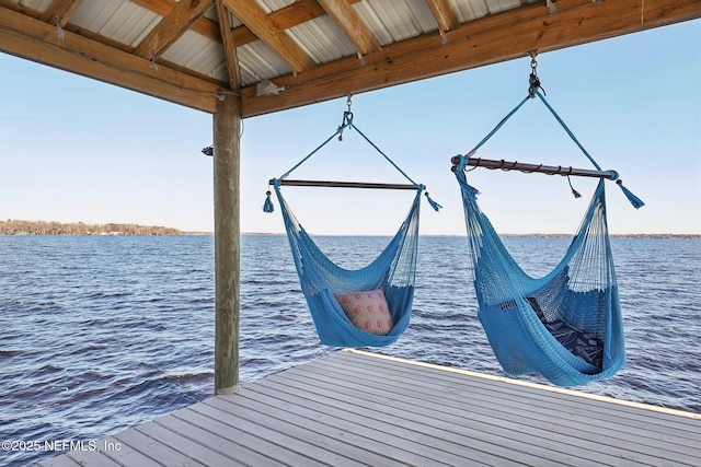 view of dock featuring a water view