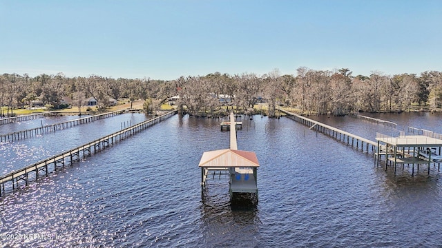 view of dock featuring a water view