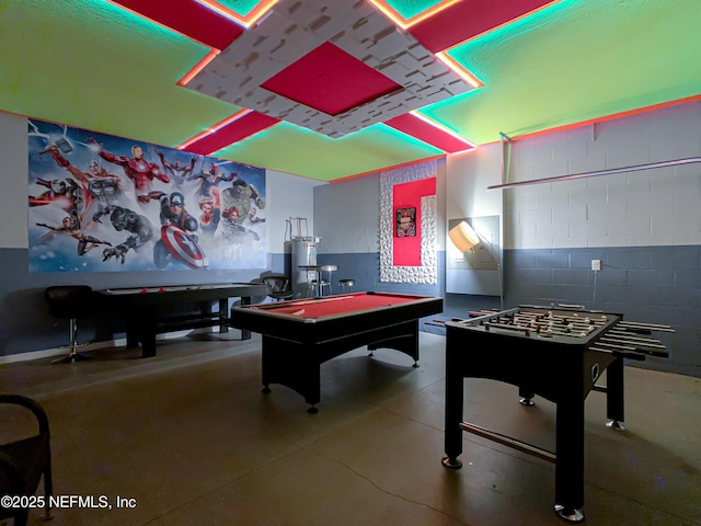 recreation room featuring concrete flooring and pool table