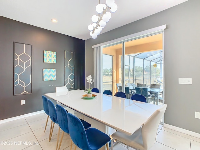 dining room featuring light tile patterned flooring