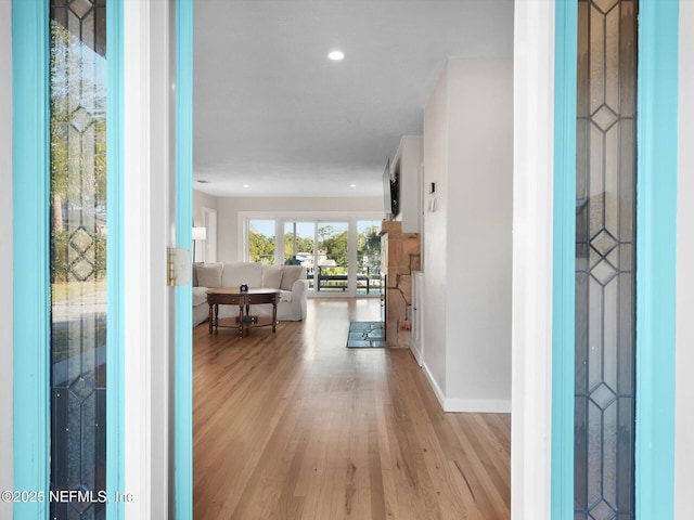 foyer entrance featuring light hardwood / wood-style flooring