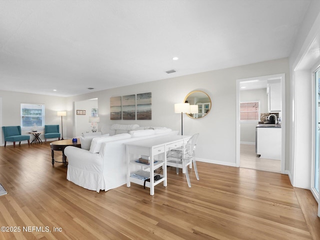 living room featuring light hardwood / wood-style flooring