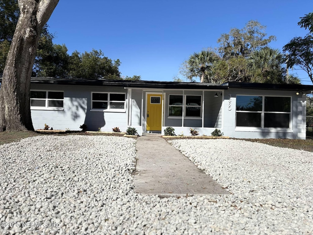 view of single story home