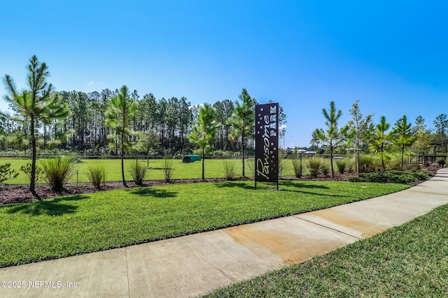 view of property's community featuring a yard