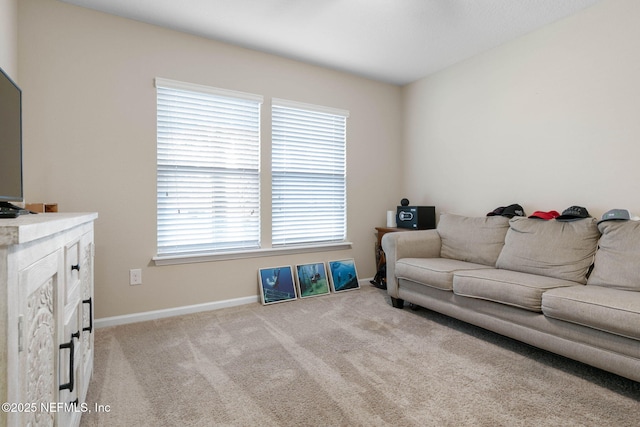 living room with light carpet