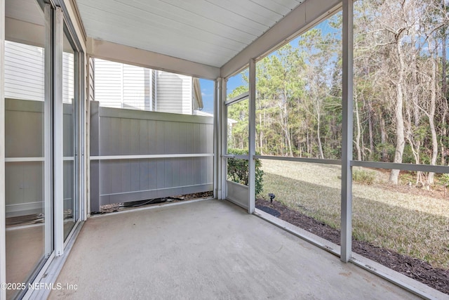 view of unfurnished sunroom