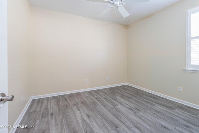 unfurnished room featuring ceiling fan and light hardwood / wood-style floors