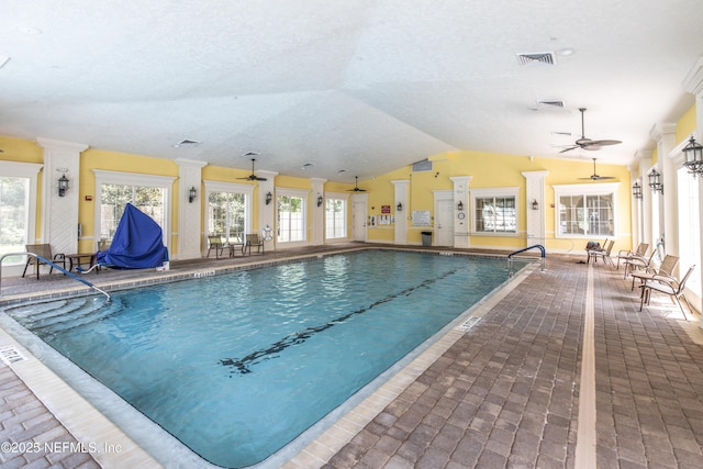 view of pool with ceiling fan