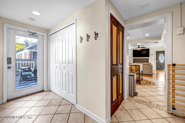 interior space with light tile patterned flooring