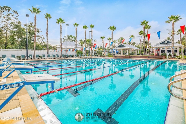 view of pool featuring a gazebo