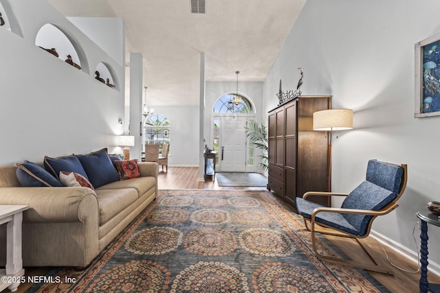 living room with hardwood / wood-style floors