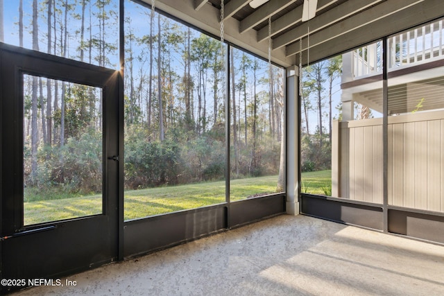 view of unfurnished sunroom