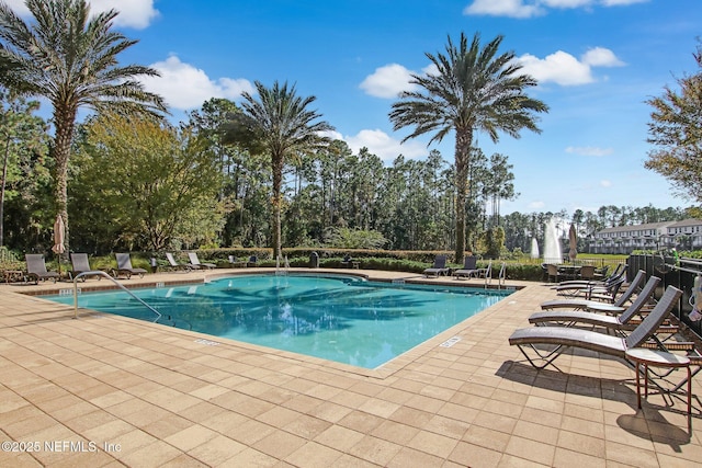 view of pool featuring a patio