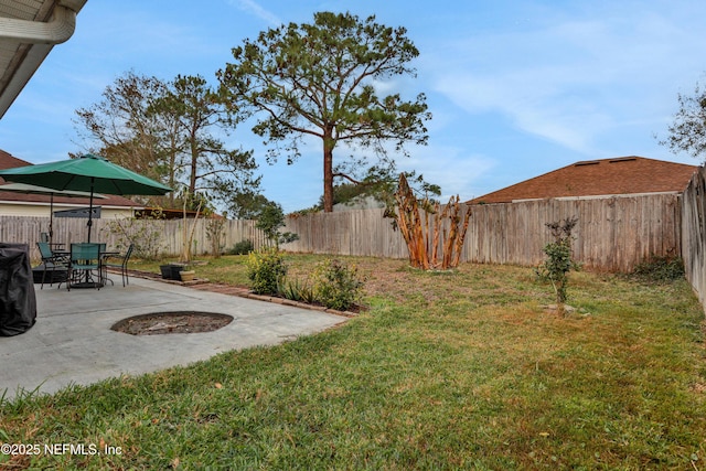 view of yard with a patio area