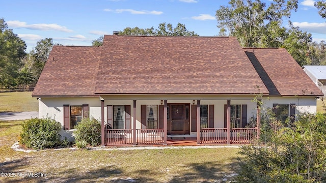 view of front of home featuring a front yard