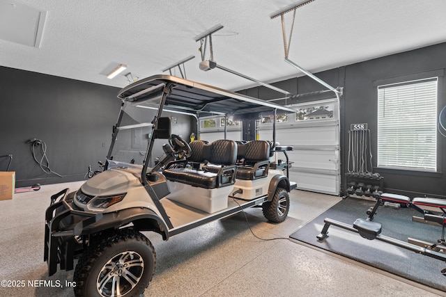 garage with a garage door opener