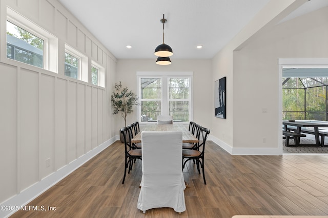 dining room featuring dark wood-type flooring