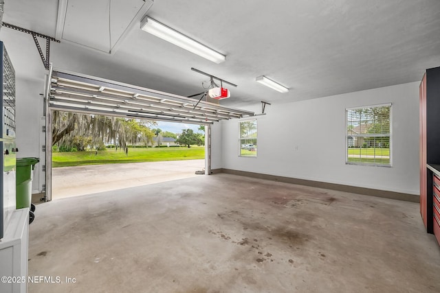 garage with a garage door opener