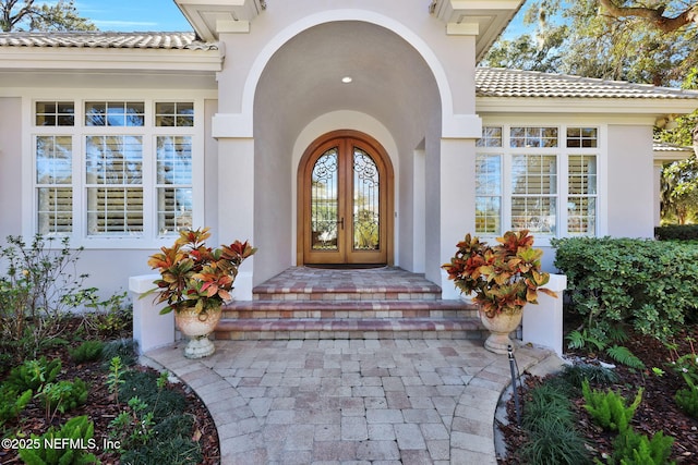 entrance to property with french doors