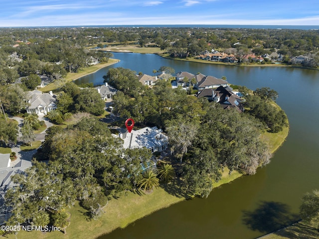 bird's eye view featuring a water view