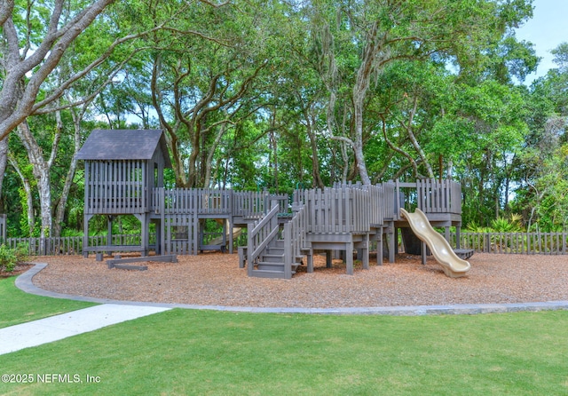 view of playground with a yard