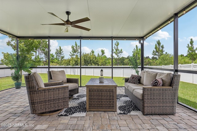234 Thistleton Way, Saint Augustine, FL 32092 - sunroom featuring ceiling fan and an outdoor living space