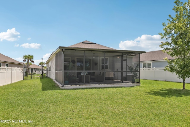 234 Thistleton Way, Saint Augustine, FL 32092 - rear view of house featuring a sunroom and a fenced backyard