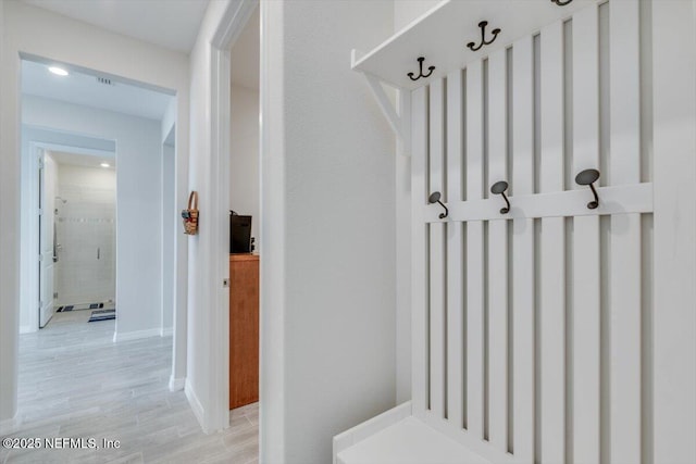 mudroom featuring light hardwood / wood-style floors