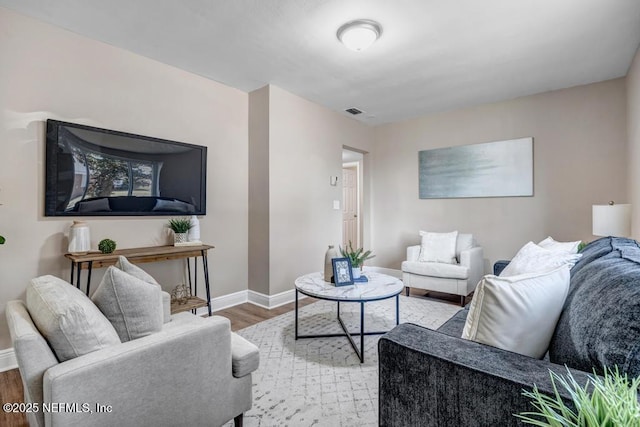 living room with hardwood / wood-style flooring