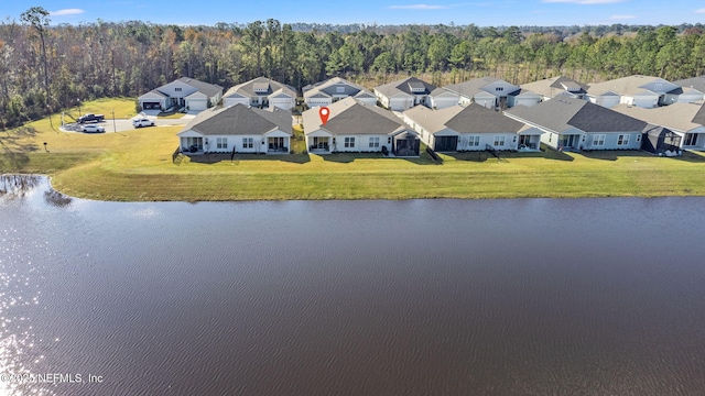 bird's eye view featuring a water view