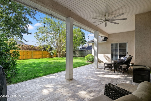 view of patio / terrace with ceiling fan