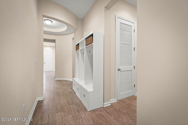 mudroom featuring hardwood / wood-style floors