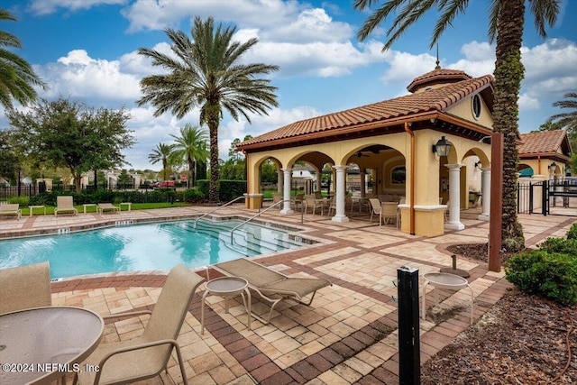 view of pool featuring a patio