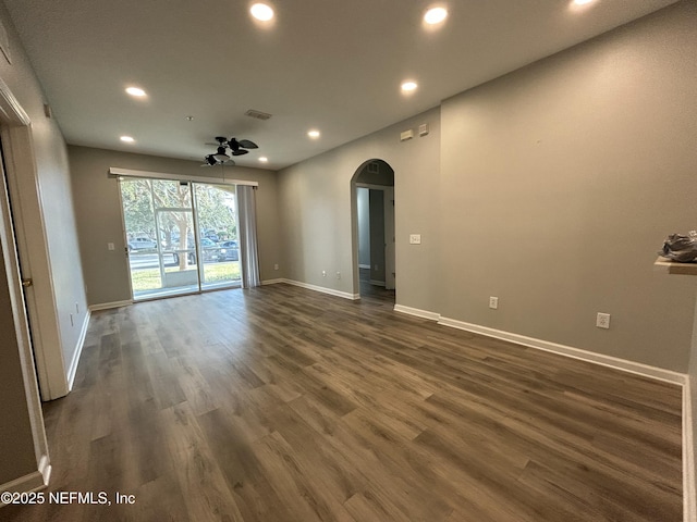 7801 Point Meadows Dr Unit 1101, Jacksonville, FL 32256 - spare room featuring dark hardwood / wood-style flooring and ceiling fan