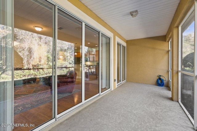 view of unfurnished sunroom