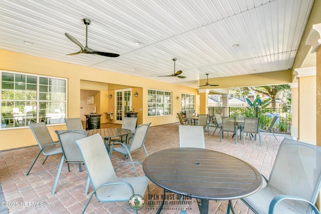 view of patio with ceiling fan