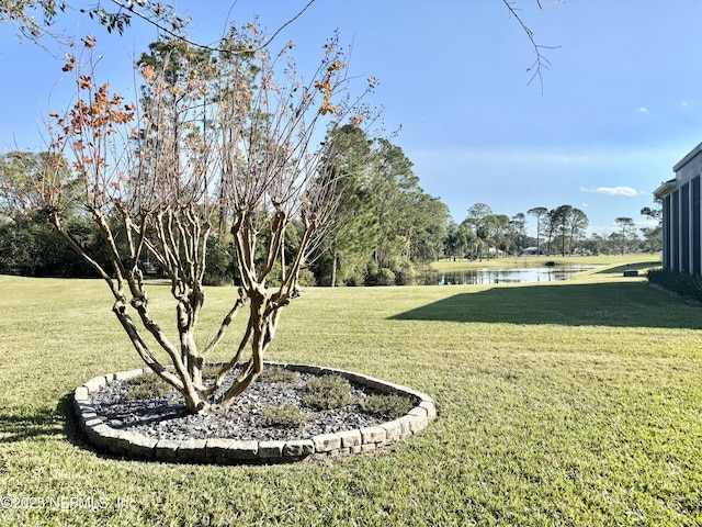 view of yard featuring a water view